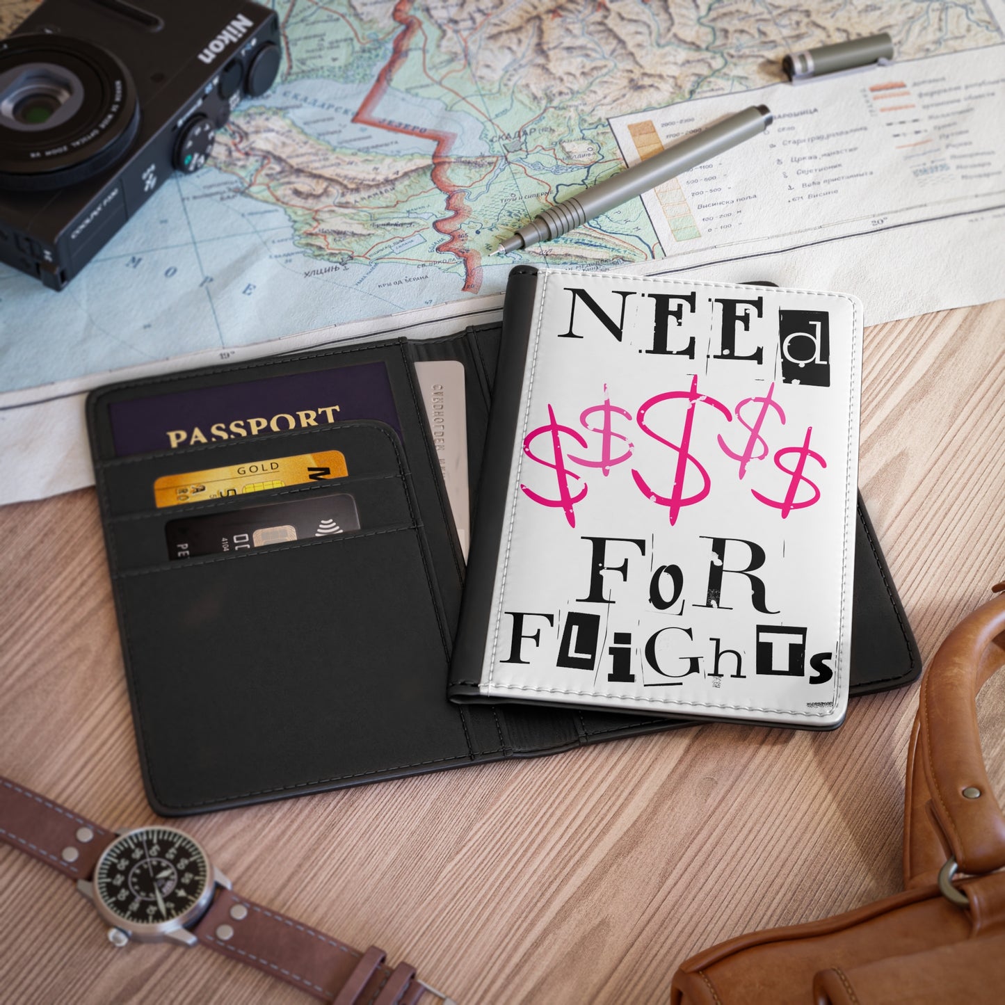 "Need $$$" Passport Cover - White